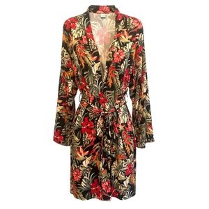 JOY AND JAMS Kiki Black Floral Bamboo Robe XL